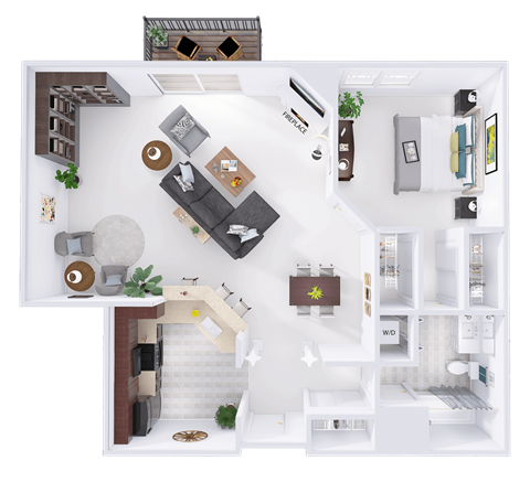 a floor plan of a house with a bedroom and a living room